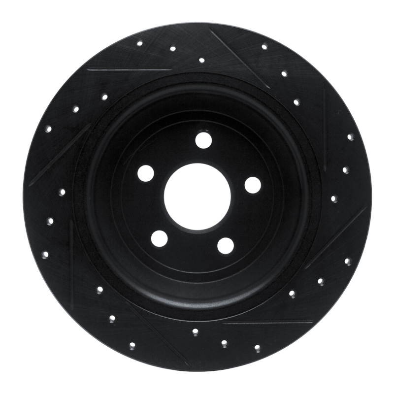 Ford Fusion Brake Rotor (1) - Rear Left - R1 Concepts - Drilled & Slotted - Black - `15-`24
